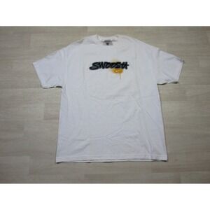 Vintage Nike T-Shirt Size (XL) Y2K "Swoosh" Spellout Logo Raised Felt Graphic